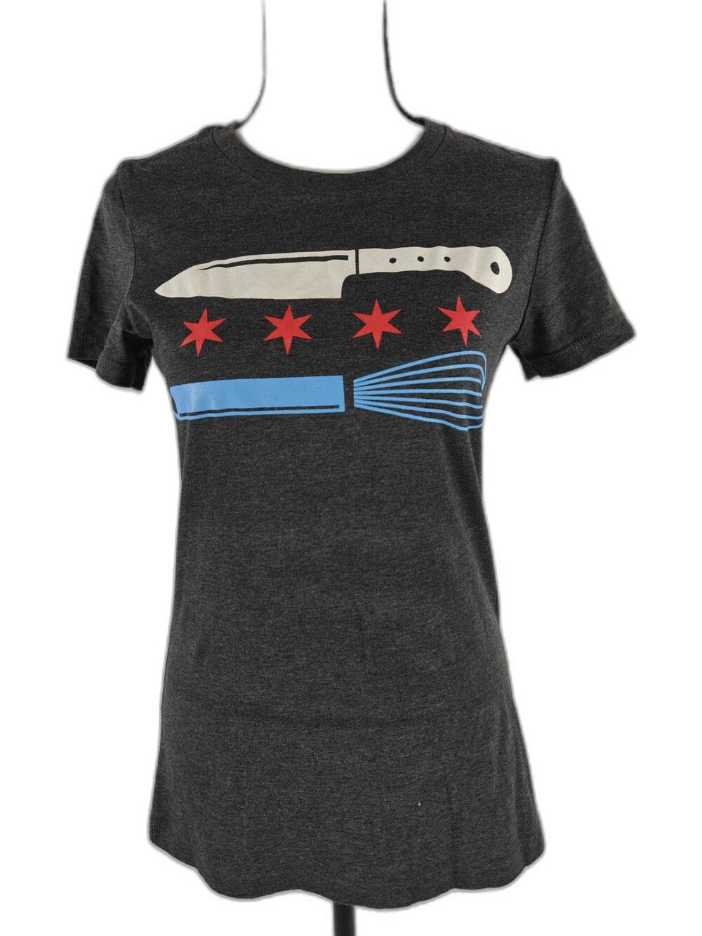 Women's Bella + Canvas Chicago Knife & Whisk Graphic T-Shirt Gray Size M